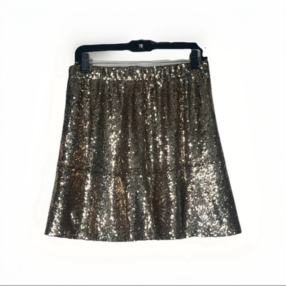 Xhilaration Sequin Gold And Black Mini Skirt, Large, Stretch, Lined EUC